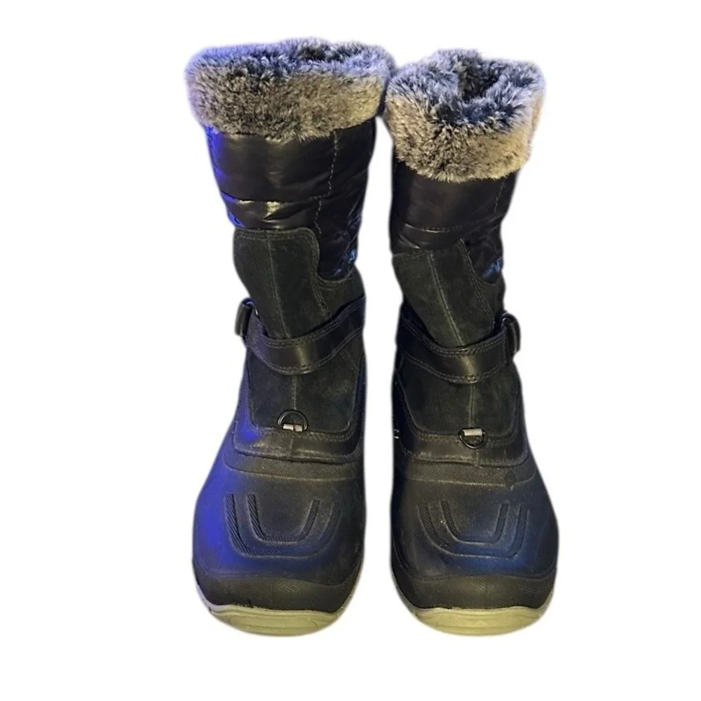 North Face Shellista Boots Womens Sz 7.5 Black Primaloft Pull On Faux Fur Trim